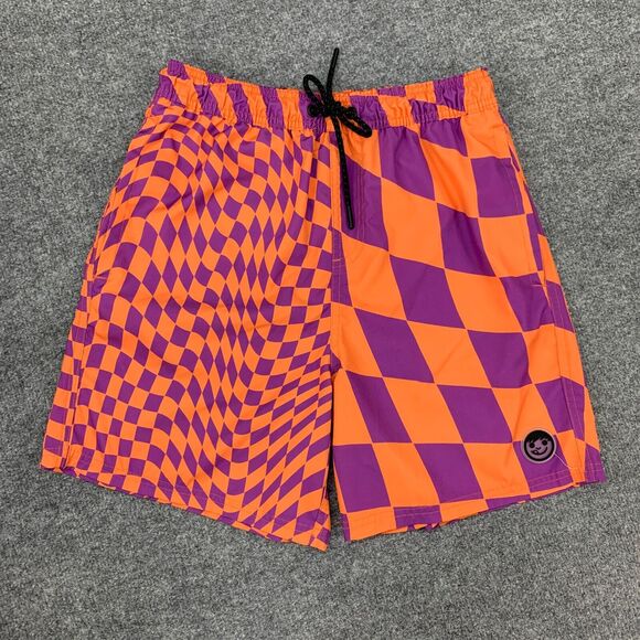 Neff Dazed Hot Tub Swim Shorts Mens L Large Purple Orange Elastic Waist Unlined - Picture 2 of 11